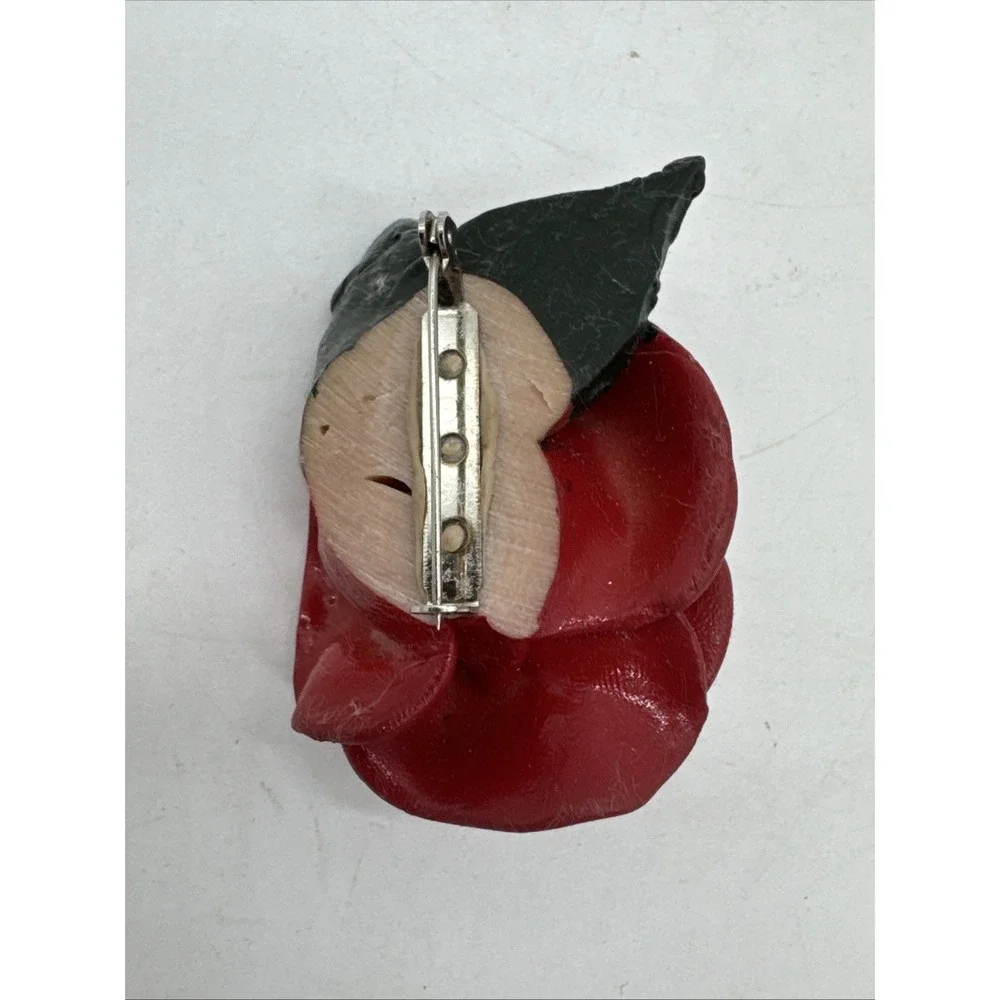 Vtg‎ Brooch-Red Rose-Estate 1960s - Picture 3 of 3